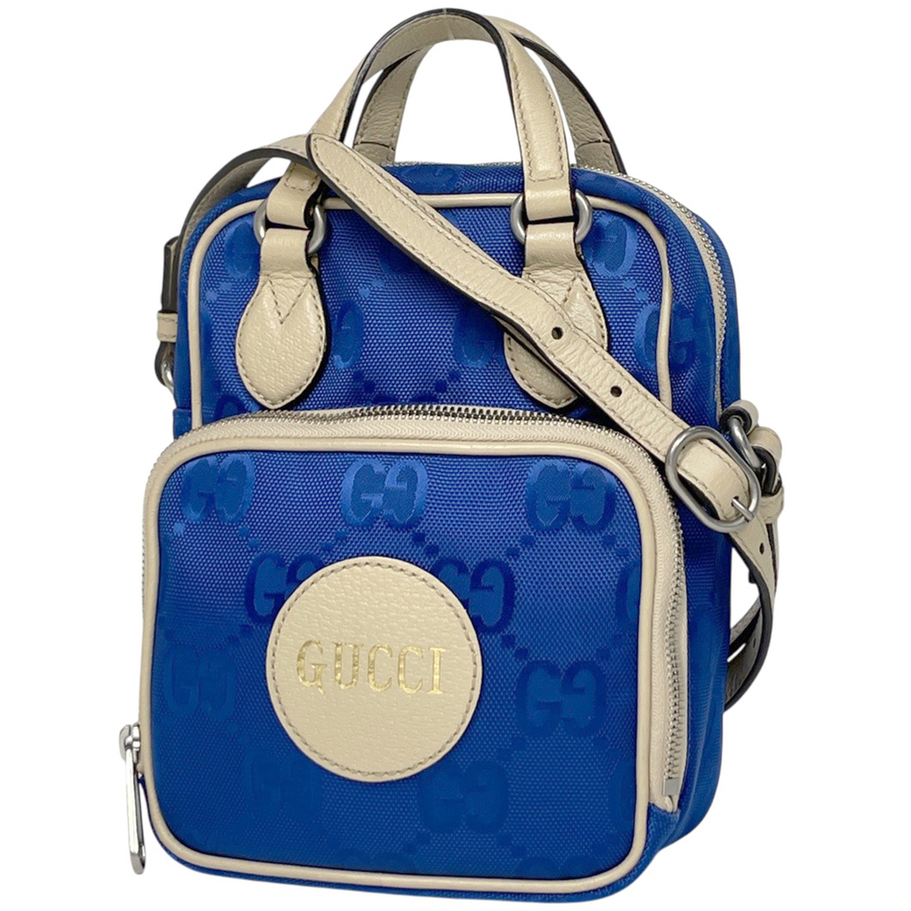 Gucci Beige the Grid Shoulder Bag GG Handbag Blue White